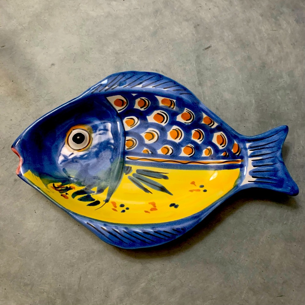 Italian Fish Plate Food Platter Hand Painted Ceramic - Picture 2 of 6